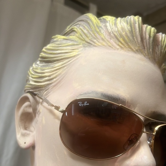 Ray-Ban Highstreet Aviator Pilot Sunglasses Logo Gold Frame Brown Gradient Lens - Picture 4 of 4